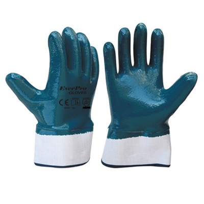 Heavy Duty Cotton Jersey  Oilefild And Paiting Safety Cuff Nitrile Full Coated Gloves