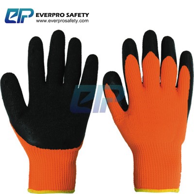 China Factory Wholesale 7G Acrylic Loop Napping Liner Latex Crinkle Coated Working Gloves Winter