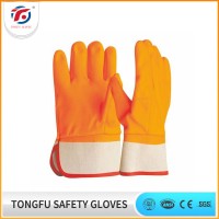 Fluorescent yellow PVC fully dipped safety working gloves insulated work gloves