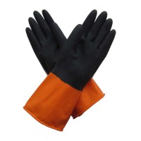 Latex Gloves Double Color Waterproof Anti-acid Anti-alkali Thickening Antiskid Industrial Protective Labor Gloves