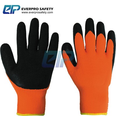 Heavy Duty 7G Acrylic Loop Napping Liner Latex Crinkle Coated Best Winter Work Gloves