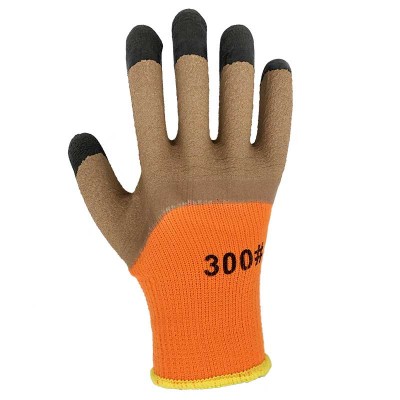 Warm Looped Half Foam Latex Coated Working Gloves