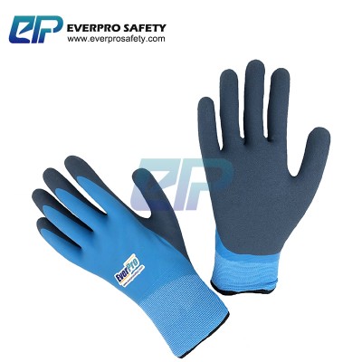 Work Warm Keeping Cashmere Loop Napping Liner Latex Double Coated Thermal Waterproof Gloves with Sandy Finish