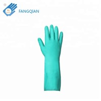 FQGLOVE green industrial nitrile flocklined chemical gloves 18 mil