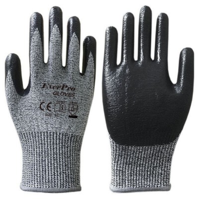 Oil and Chemical Proof Anti Cut Level 5 13G HPPE Liner Nitrile Coating Hand Gloves