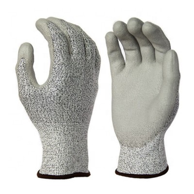 Anti Cut Level 5 13G HPPE Liner  PU Anti Cut Work Gloves