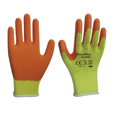 Good Grip Polycotton With Latex Crinkle Orange Work Gloves For Construction Reinforcing Bars Work